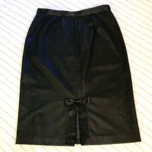 Antonio Melani Black Sateen Skirt Satin Bow Career Feminine Sophisticate 4